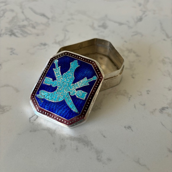 925 sterling silver handmade enamel work trinket box - Picture 1 of 10